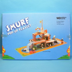 PLAYSET Pop-UP PUFFI Smurfs Villaggio Sportivo SENZA personaggi Wallace Berrie Peyo 1983