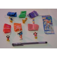 RARE Set 6 Mini Figures MICKEY AND FRIENDS PARACHUTING DISNEY Original TOMY