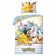 Set Letto POKEMON Pikachu e EEVEELUTIONS Evoluzioni di EEVEE Ufficiale COPRIPIUMINO Reversibile 140x200 Originale COTONE