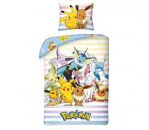 Set Letto POKEMON Pikachu e EEVEELUTIONS Evoluzioni di EEVEE Ufficiale COPRIPIUMINO Reversibile 140x200 Originale COTONE