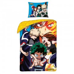 Set Letto MY HERO ACADEMIA Shoto All Might Izuku Faccia Di Profilo Copripiumino 140x200 COTONE con SACCA Viola