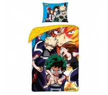 Set Letto MY HERO ACADEMIA Shoto All Might Izuku Faccia Di Profilo Copripiumino 140x200 COTONE con SACCA Viola