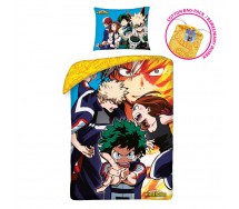 Set Letto MY HERO ACADEMIA Shoto All Might Izuku Faccia Di Profilo Copripiumino 140x200 COTONE con SACCA Viola