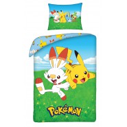 Bed Set POKEMON Pikachu and SCORBUNNY Official DUVET COVER 140x200 Cotton ORIGINAL