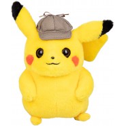 PIKACHU Detective Pikachu PLUSH 20cm Pokemon WITH DETECTIVE HAT Original