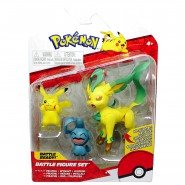 POKEMON Box 3 FIGURES 5-8cm PIKACHU + WYNAUT + LEAFEON Battle Figure Set Original JAZWARES