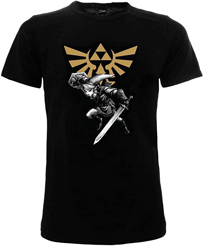 ZELDA T-Shirt Shirt LINK MIT SCHWERT Offiziell THE LEGEND OF ZELDA Schwarz