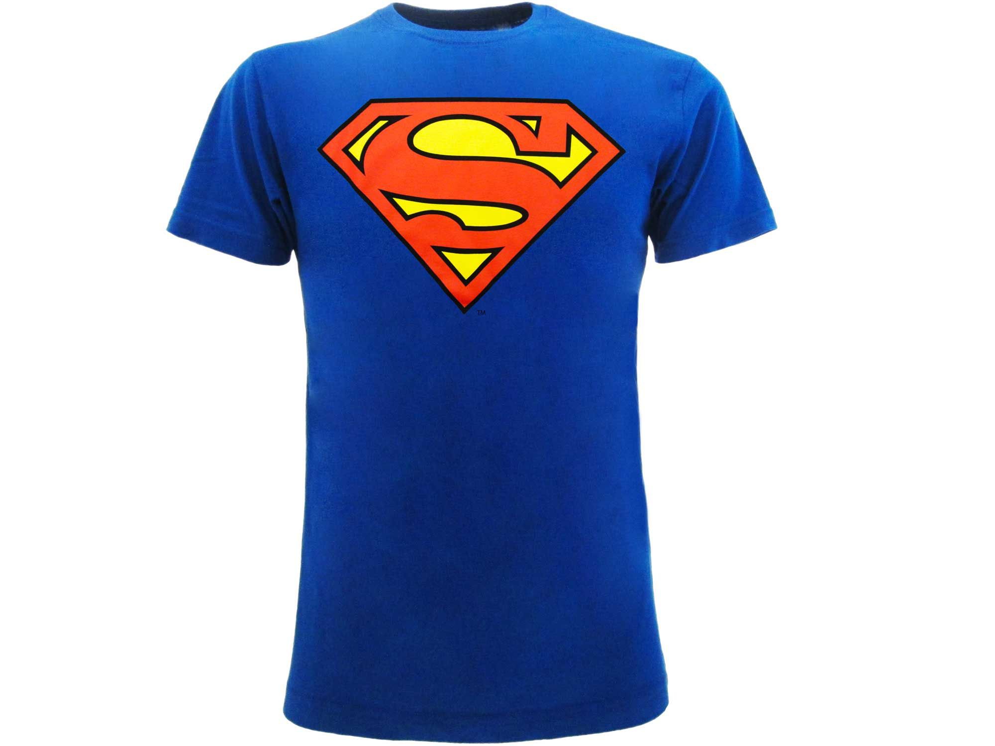 Superman T-Shirt Blau Mit Klassischem Original Logo Offiziell