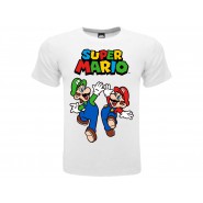 SUPER MARIO T-Shirt Maglietta BIANCA con MARIO e LUIGI Originale UFFICIALE NINTENDO