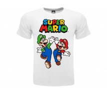 SUPER MARIO T-Shirt Jersey WHITE with MARIO and LUIGI Original OFFICIAL NINTENDO