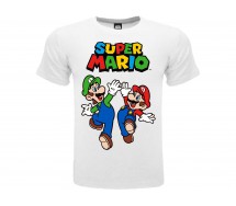 SUPER MARIO T-Shirt Maglietta BIANCA con MARIO e LUIGI Originale UFFICIALE NINTENDO