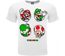 SUPER MARIO T-Shirt Jersey WHITE with MARIO LUIGI BOWSER TOAD Original OFFICIAL NINTENDO