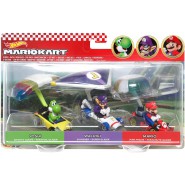 MARIO KART Special BOX 3-PACK 3 DieCast Car Models KART WITH GLIDER MARIO YOSHI WALUIGI Scale 1:64 Hot Wheels