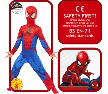 COSTUME Carnevale UOMO RAGNO SpiderMan Classico Taglia LARGE 7-9 ANNI Originale RUBIE'S