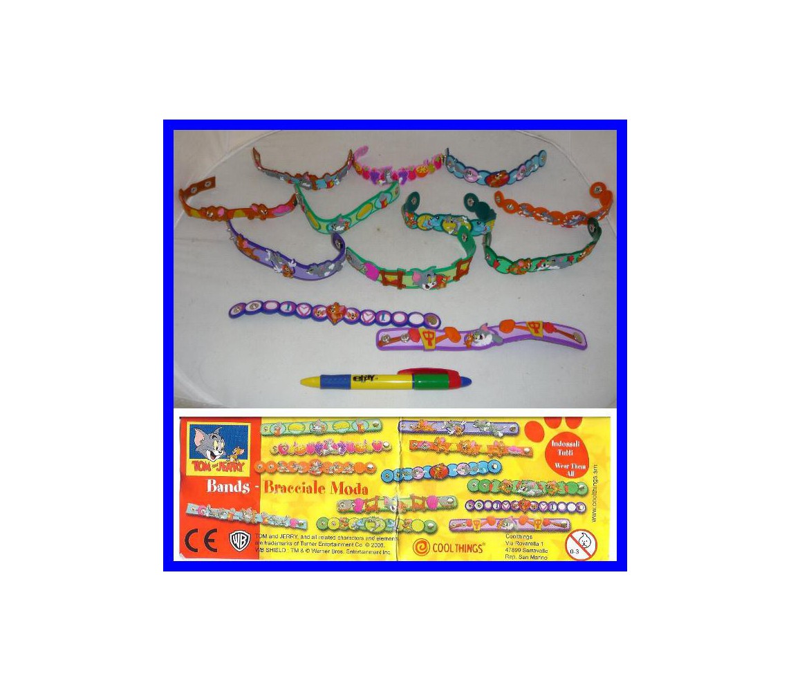 TOM & JERRY Set 12 BANDS Braccialetti Moda Bimbo ORIGINALI COOL THINGS ITALY