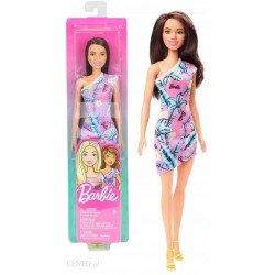 BARBIE Doll With FLOREAL DRESS Color Pink with BLUE LEAVES Original GHT25