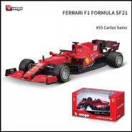 Model FERRARI 2021 SF21 Formula 1 Car Scale 1/43 12cm CARLOS SAINZ Number 55 Original Die Cast Bburago 18-36829