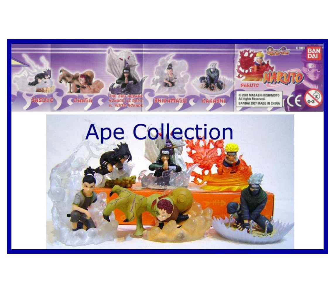 Complete Set 6 FIGUREs NARUTO PART 3 Gashapon BANDAI Gaara Kakashi Sasuke Hokage