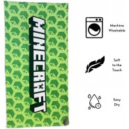 MINECRAFT verde SCRITTA LOGO Telo Mare Spaggia 70x140cm ORIGINALE Ufficiale FASHION UK