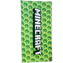 MINECRAFT verde SCRITTA LOGO Telo Mare Spaggia 70x140cm ORIGINALE Ufficiale FASHION UK