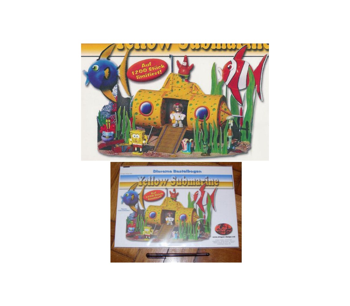 Kinder DIORAMA Tedesco Set SPONGEBOB Yellow Submarine RARO Limitato 1200 !
