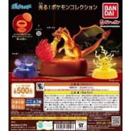 SET 3 Figure 7cm POKEMON HIKARU COLLECTION con base LUCE LED Pikachu Gengar Charizard Gashapon Bandai GIAPPONE