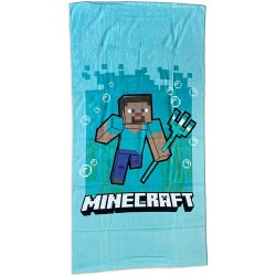 MINECRAFT STEVE TRIDENT Beach Big Towel 70x140cm Cotton ORIGINAL Official