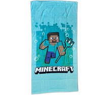 MINECRAFT STEVE TRIDENTE Telo Mare Spaggia 70x140cm Cotone ORIGINALE Ufficiale