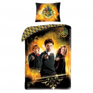 Bed Set HARRY POTTER Harry Ron Hermione WITH WANDS DUVET COVER Cotton ORIGINAL Official