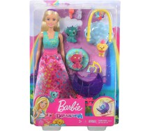 BARBIE DREAMTOPIA Bambola 30cm Playset ASILO DEI DRAGHETTI con Cuccioli di Drago e Accessori Originale Mattel GJK51 