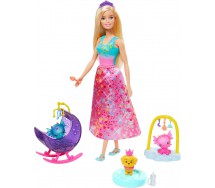 BARBIE DREAMTOPIA Bambola 30cm Playset ASILO DEI DRAGHETTI con Cuccioli di Drago e Accessori Originale Mattel GJK51 