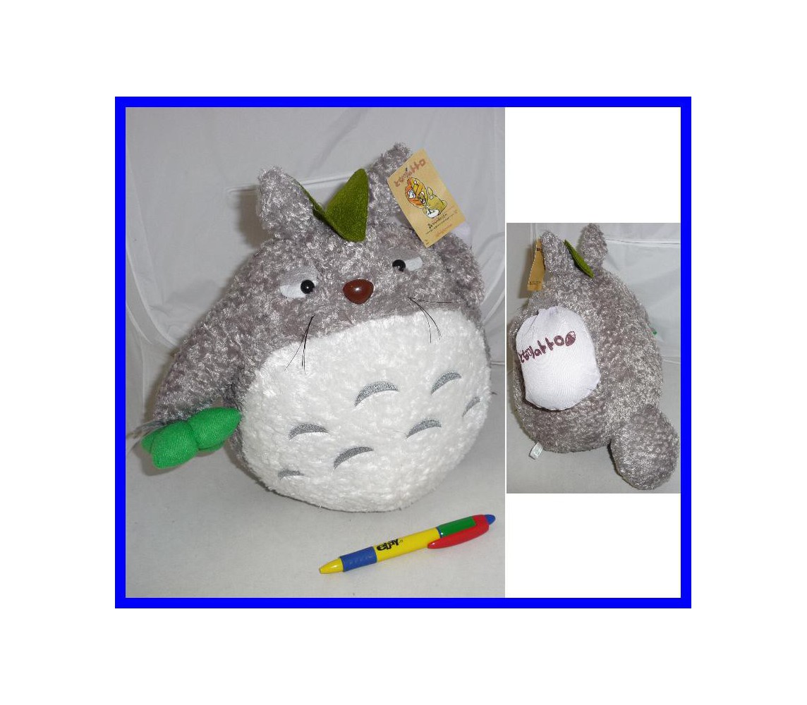 Mio Vicino TOTORO Con Sacco e Foglia PELUCHE 30cm Versione "PELOSA"