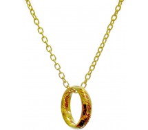 Lord of The Ring THE ONE RING Diameter 18mm Written Gold e necklace OFFICIAL Original HOBBIT LOTR