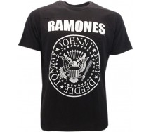 RAMONES Black T-shirt JOHNNY JOEY DEEDEE TOMMY Original ROCK MUSIC OFFICIAL Licensed