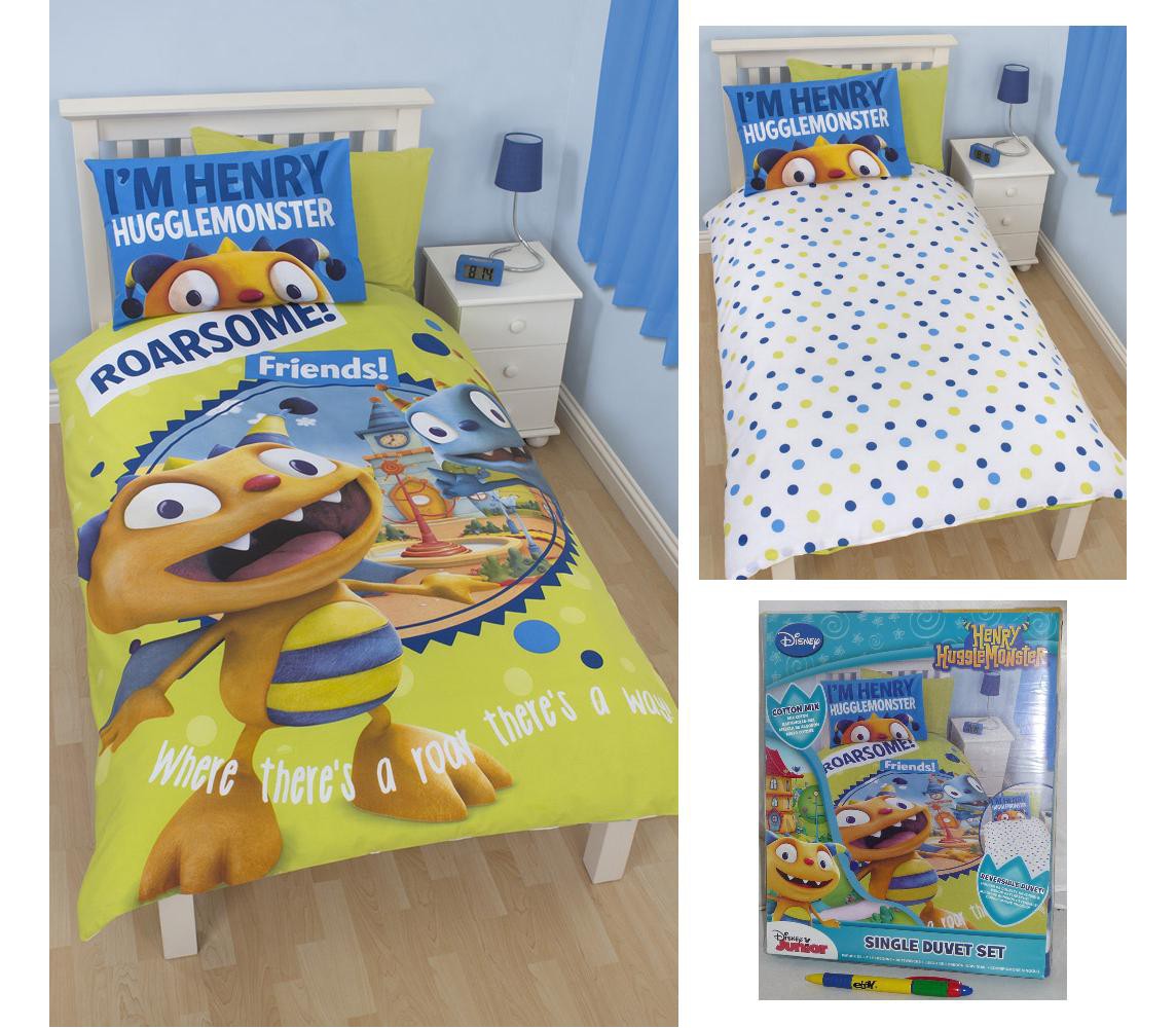 BED SET Reversible HENRY HUGGLEMONSTER 135x200 Duvet Cover DISNEY