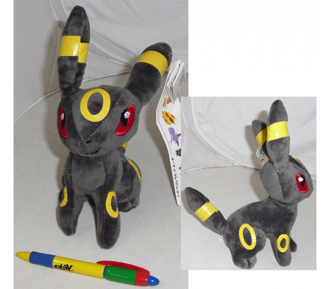 POKEMON Stupendo Peluche 20cm UMBREON Gatto Buio Lunare RARO SEDUTO