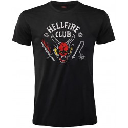 STRANGER THINGS T-Shirt Maglietta NERA HELLFIRE CLUB LOGO ORIGINALE