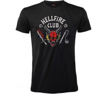 STRANGER THINGS T-Shirt Maglietta NERA HELLFIRE CLUB LOGO ORIGINALE