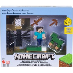 MINECRAFT Playset OVERWORLD NOOB ADVENTURE PACK FIRST DAY Originale MATTEL GYX22