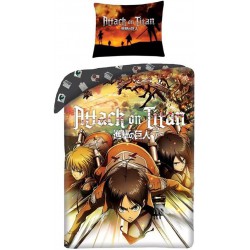 ATTACCO DEI GIGANTI Set Letto Singolo TRIO PROTAGONISTI Attack On Titans COPRIPIUMINO 140x200cm COTONE Originale