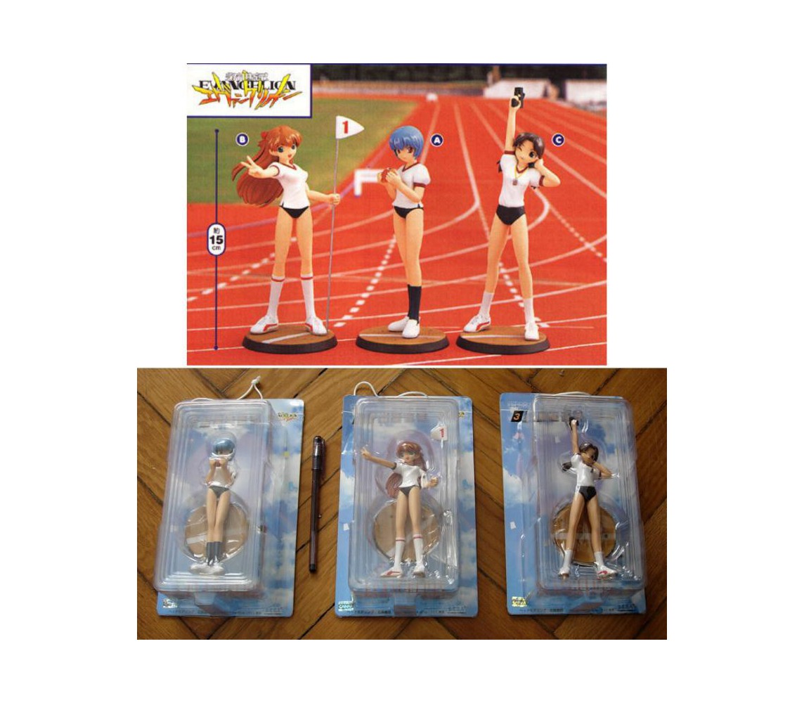 EVANGELION Set 3 Figures REI ASUKA HIKARI GYM COURSE Sega Prize JAPAN