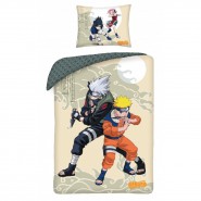 NARUTO Set Letto 2 Personaggi FEDERA 70x90cm Naruto e Kakashi COPRIPIUMINO 140x200cm COTONE Originale