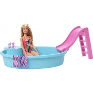 BARBIE Blonde Doll With SWMIING POOL And Accessories Original MATTEL GHL91