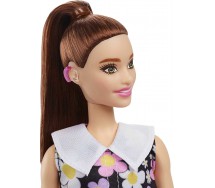 Doll BARBIE Brunette Ponytail Shift Dress Behind-the-Ear Hearing Aids Serie BARBIE Fashionistas HBV19 Mattel