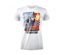 MY HERO ACCADEMIA TODOROKI T-Shirt BIANCA Maglietta ORIGINALE