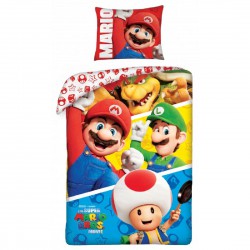 Set Letto MARIO 4 PERSONAGGI MARIO LUIGI TOAD BOWSER Ufficiale Nintendo COPRIPIUMINO e FEDERA Cotone 140x200