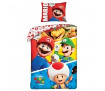 Set Letto MARIO 4 PERSONAGGI MARIO LUIGI TOAD BOWSER Ufficiale Nintendo COPRIPIUMINO e FEDERA Cotone 140x200