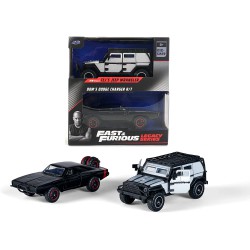 FAST FURIOUS 2 Models TEJ'S JEEP WRANGLER Grey DOM'S DODGE CHARGER R/T black 1/32 13cm Original JADA Toys