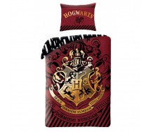 HARRY POTTER Set Letto Stemma ROSSO Scuola HOGWARTS Logo COPRIPIUMINO e FEDERA Originale COTONE