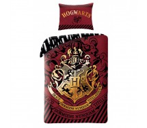 HARRY POTTER Set Letto Stemma ROSSO Scuola HOGWARTS Logo COPRIPIUMINO e FEDERA Originale COTONE